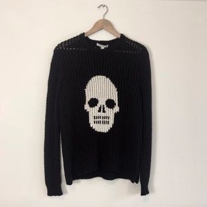 Autumn Cashmere Skull Hand Knit Black Sweater